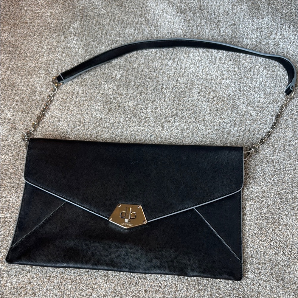 Nine West Black Clutch with Gold Accents